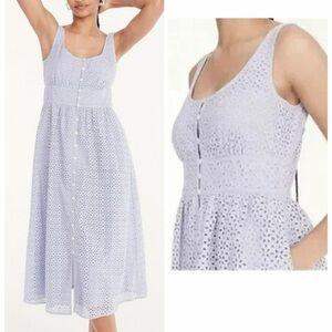 NEW J. Crew Lavender Eyelet Midi Dress Feminine Summer Cottagecore Cotton Sz 14